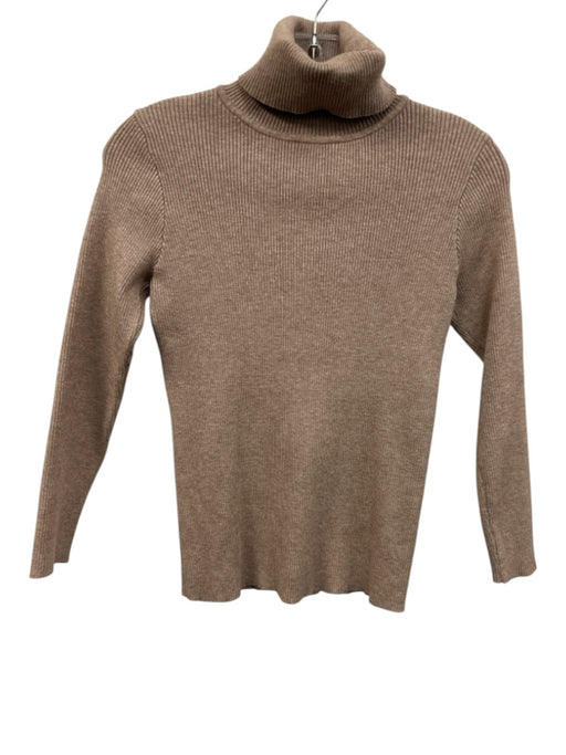 Tuckernuck Size XS Beige Brown Rayon & Nylon Turtleneck Rib Knit Sweater Beige Brown / XS