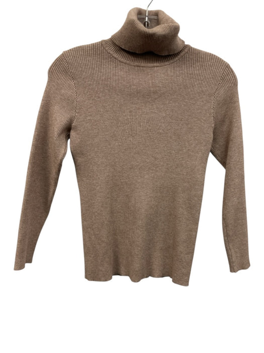 Tuckernuck Size XS Beige Brown Rayon & Nylon Turtleneck Rib Knit Sweater Beige Brown / XS