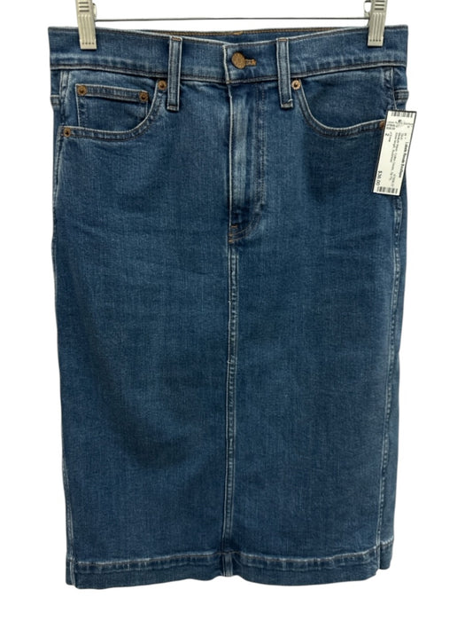 J Crew Size 2 Medium Wash Cotton Denim Zip Fly Knee length Skirt Medium Wash / 2