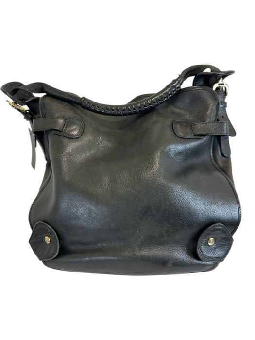 Burberry Black Pebble Leather Gold hardware Snaps Shoulder Bag Black / L