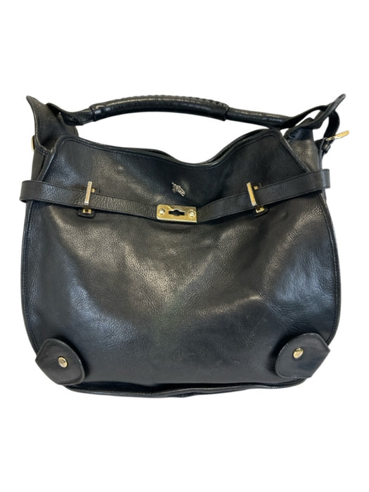 Burberry Black Pebble Leather Gold hardware Snaps Shoulder Bag Black / L