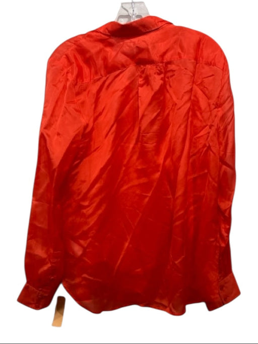 J Crew Size 14 Hot Orange Viscose Long Sleeve Solid Sheer Button Up & Collar Top Hot Orange / 14
