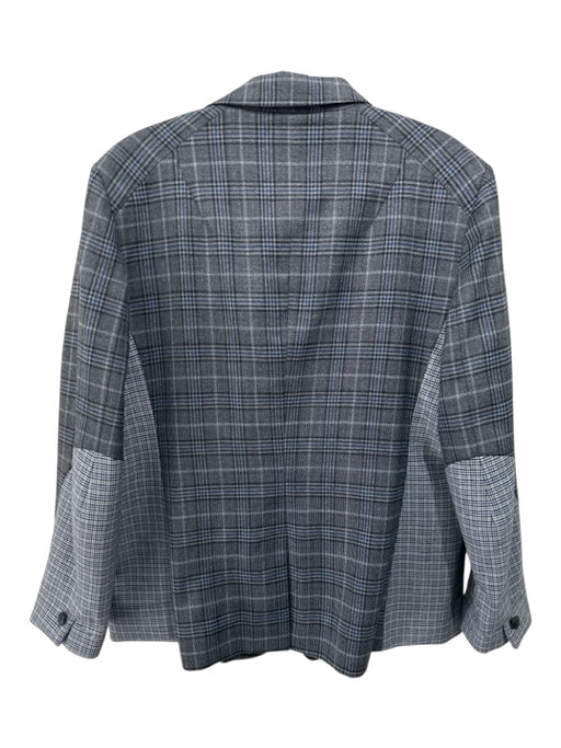 Rag & Bone Size 14 Black & Blue Wool & Polyester Plaid 1 Button Blazer Jacket Black & Blue / 14