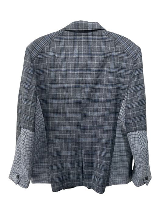 Rag & Bone Size 14 Black & Blue Wool & Polyester Plaid 1 Button Blazer Jacket Black & Blue / 14