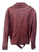 Lamarque Size XL Burgundy Red Lamb leather Zip Detail Belted Epaulettes Jacket Burgundy Red / XL