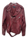Lamarque Size XL Burgundy Red Lamb leather Zip Detail Belted Epaulettes Jacket Burgundy Red / XL