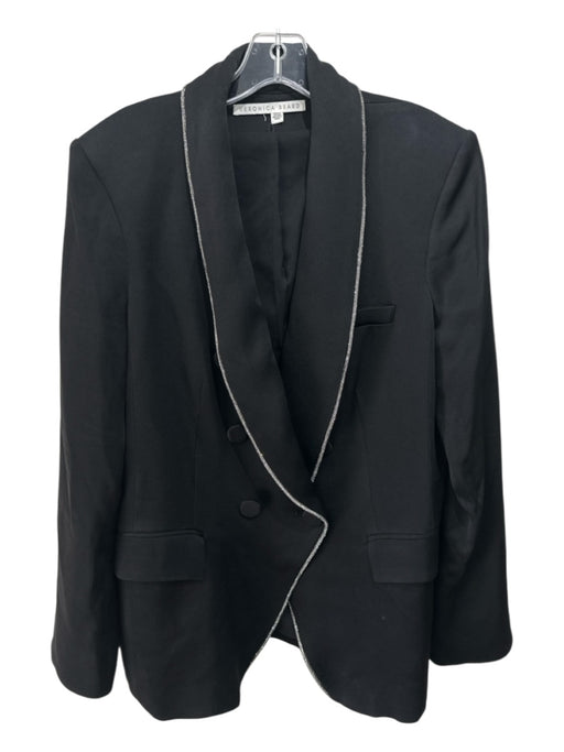 Veronica Beard Size L/XL Black Acetate & Rayon Crystal Embellishments Jacket Black / L/XL