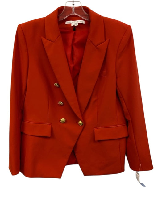 Veronica Beard Size 14 Orange Poly Blend One Button Lapels Pockets Blazer Orange / 14