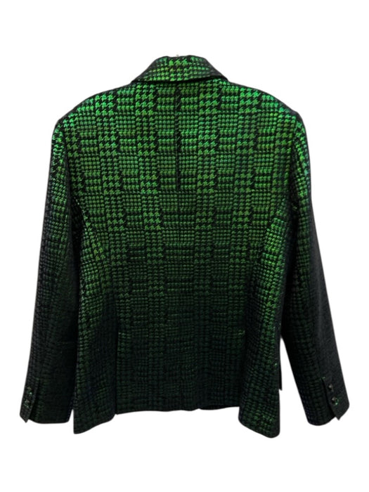 L'agence Size 12 Green & Black Poly Blend Houndstooth One Button Metallic Blazer Green & Black / 12
