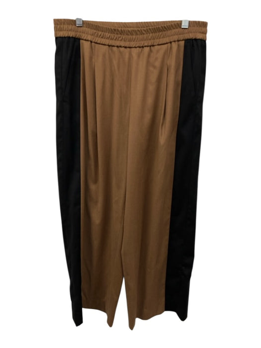 ME+EM Size 10 Brown & Black Wool Blend One Button Tie belt Pockets Pants Set Brown & Black / 10