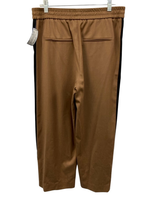 ME+EM Size 10 Brown & Black Wool Blend One Button Tie belt Pockets Pants Set Brown & Black / 10