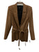 ME+EM Size 10 Brown & Black Wool Blend One Button Tie belt Pockets Pants Set Brown & Black / 10