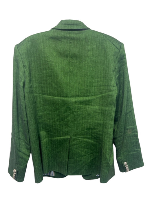 Veronica Beard Size 14 Green Cotton & Elastane Silver Buttons Blazer Jacket Green / 14