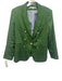Veronica Beard Size 14 Green Cotton & Elastane Silver Buttons Blazer Jacket Green / 14