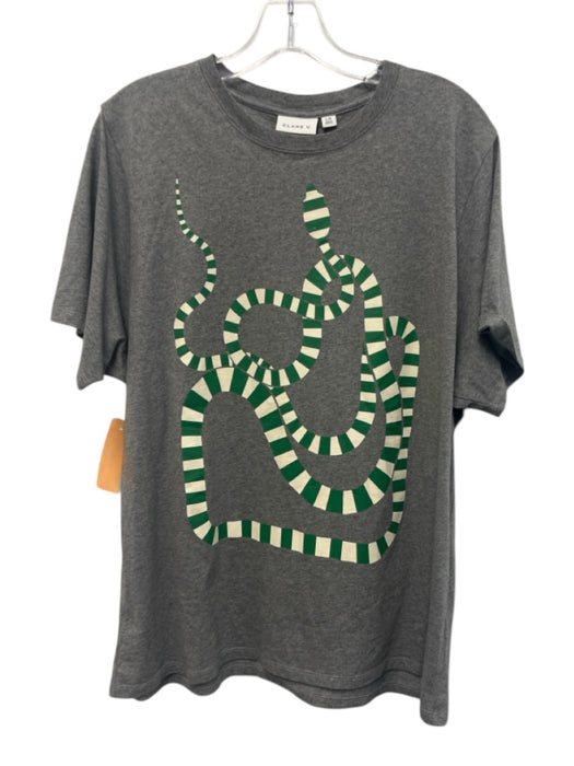 Clare V Size L Grey Cotton Cotton Snake Detail T Shirt Short Sleeve Top Grey / L