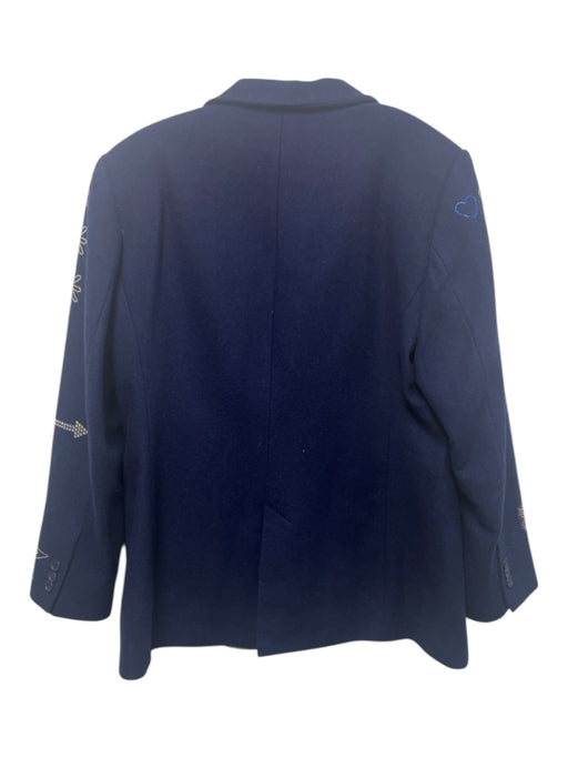 Vilagallo Size 46 Blue Wool & Polyester Embellished 1 Button Blazer Jacket Blue / 46