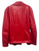 AS by DF Size L Red Leather & PU Zip Detail Belted Moto Jacket Red / L