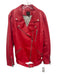 AS by DF Size L Red Leather & PU Zip Detail Belted Moto Jacket Red / L