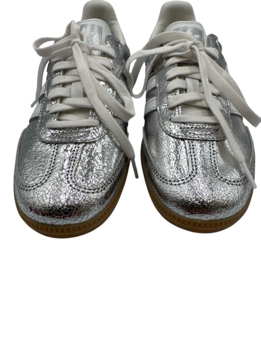Adidas Shoe Size 8 Silver & White Leather Metallic Gum Sole Sneakers Silver & White / 8