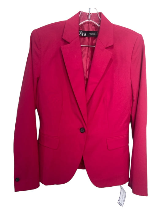 Zara Size 6 Fuschia Pink Blazer Shoulder Pads Mid Rise Tapered Pant Set Fuschia Pink / 6