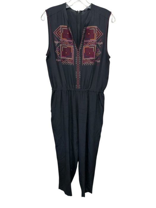 Madewell Size 6 black, burgundy, orange Silk Embroidered Elastic Waist Jumpsuit black, burgundy, orange / 6
