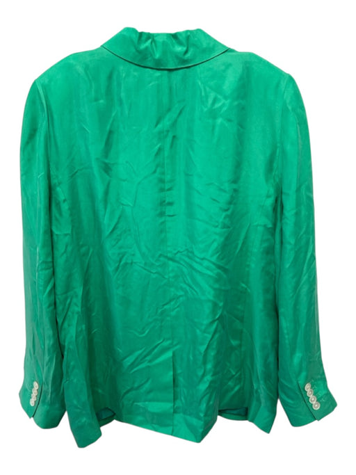 J. Crew Size 8 Green Cupro Blend Single Breasted Flap Pockets Blazer Jacket Green / 8