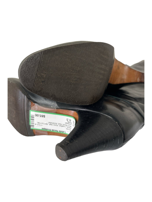 Bally Shoe Size 8.5 Black Leather Knee High Almond Toe Midi Block Heel Boots Black / 8.5