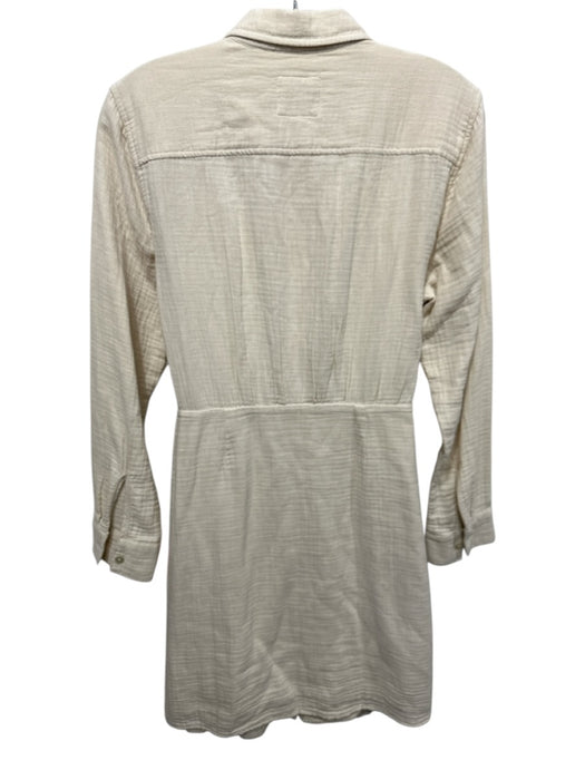 Rails Size S Cream Cotton Gauze Button Front Long Sleeve Tie Detail Dress Cream / S