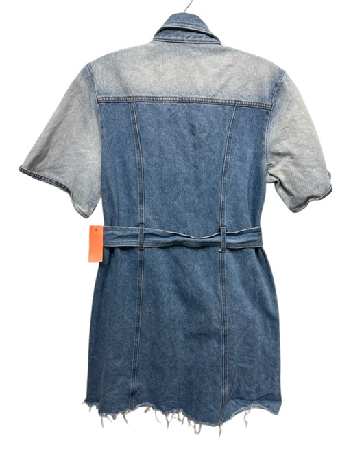 Significant Other Size 6 Light Wash Cotton Denim Short Sleeve Button Front Dress Light Wash / 6