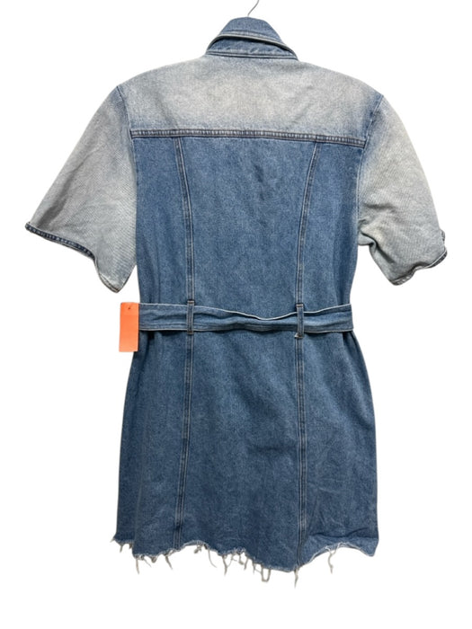 Significant Other Size 6 Light Wash Cotton Denim Short Sleeve Button Front Dress Light Wash / 6