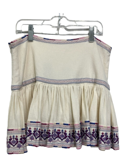 Isabel Etoile Marant Size 38 Cream, Purple & Pink Cotton Embroidered Skirt Cream, Purple & Pink / 38