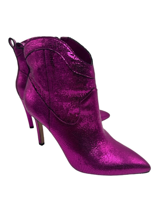 Gianni Bini Shoe Size 5 Fuschia Pink Snake Embossed Ankle Side Zip Booties Fuschia Pink / 5