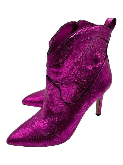 Gianni Bini Shoe Size 5 Fuschia Pink Snake Embossed Ankle Side Zip Booties Fuschia Pink / 5