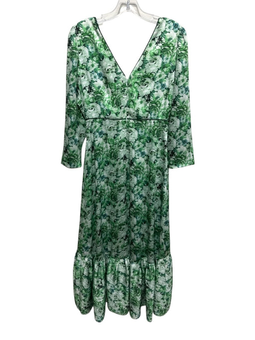 Antonio Melani Size 2 Green Polyester Floral V Neck Maxi Dress Green / 2