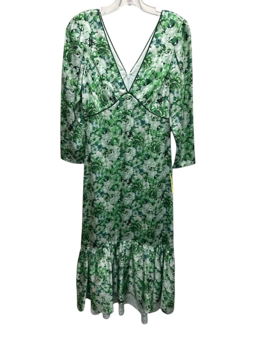 Antonio Melani Size 2 Green Polyester Floral V Neck Maxi Dress Green / 2