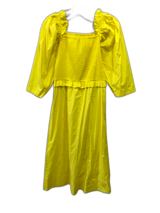 yellow square neck dress Women's Dillon Fit and Flare Organza Midi XS/S/M/L/XL/Customize Light Happy Clothing Dress Type Yellow Frescor Square Neck Tiered