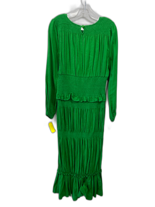 Orire Size 6 Green Linen & Cotton Smocked Waist Gathered Maxi Dress Green / 6