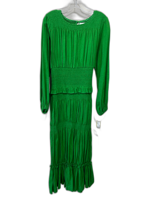 Orire Size 6 Green Linen & Cotton Smocked Waist Gathered Maxi Dress Green / 6