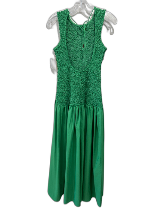 The Wolf Gang Size M Green Polyester Shirred Drop Waist Tie Maxi Dress Green / M