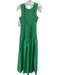 The Wolf Gang Size M Green Polyester Shirred Drop Waist Tie Maxi Dress Green / M