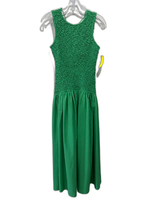 The Wolf Gang Size M Green Polyester Shirred Drop Waist Tie Maxi Dress Green / M