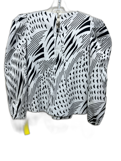 Buru Size XS White & Black Cotton Blend Puff Shoulder Abstract Circle Skirt Set White & Black / XS