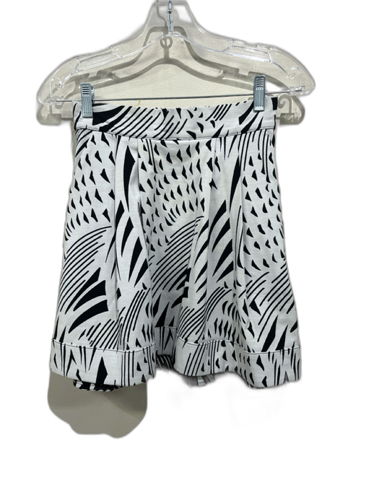 Buru Size XS White & Black Cotton Blend Puff Shoulder Abstract Circle Skirt Set White & Black / XS