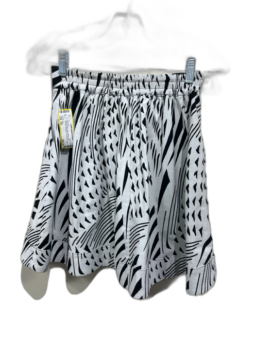Buru Size XS White & Black Cotton Blend Puff Shoulder Abstract Circle Skirt Set White & Black / XS