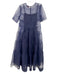 Staud Size Large Navy Blue Polyester Short Sleeve Sheer Tiered Maxi Dress Navy Blue / Large