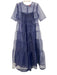 Staud Size Large Navy Blue Polyester Short Sleeve Sheer Tiered Maxi Dress Navy Blue / Large