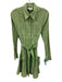 Alexis Size Large Green & Black Cotton Blend Long Sleeve Striped Ruffles Dress Green & Black / Large