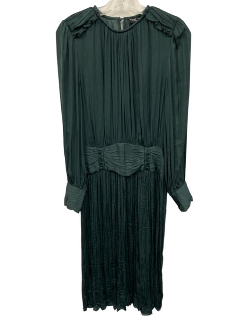 Current Air Size Small Dark Green Polyester Long Sleeve Button Detail Dress Dark Green / Small