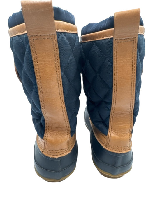 Tory Burch Shoe Size 8 navy blue & tan Rubber Leather trim Quilted Boots navy blue & tan / 8