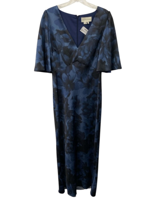 Sachin & Babi Size 6 Mixed Blues Polyester Short flutter sleeve V Neck Gown Mixed Blues / 6